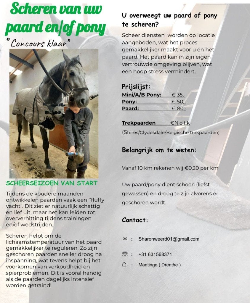 paarden/pony's scheren, Ophalen of Verzenden, Nieuw, Dressuur