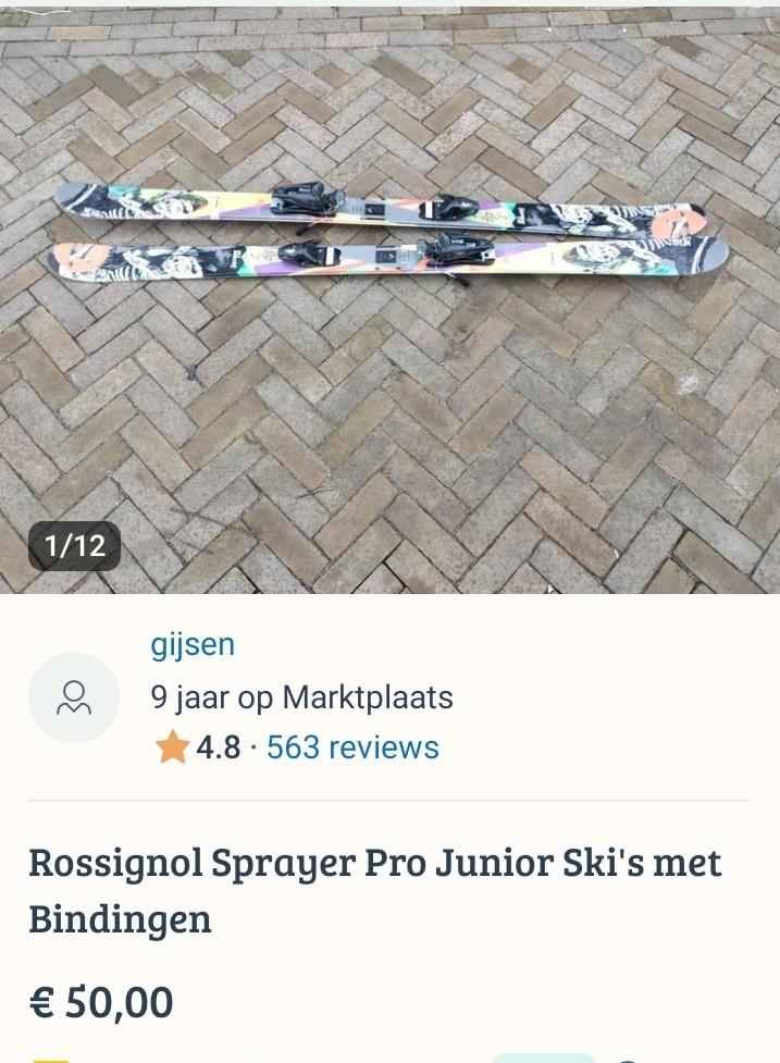 Rossignol Sprayer Pro Junior Ski's met Bindingen, Sport en Fitness, Skiën en Langlaufen, Gebruikt, 100 tot 140 cm, Rossignol, Ophalen of Verzenden