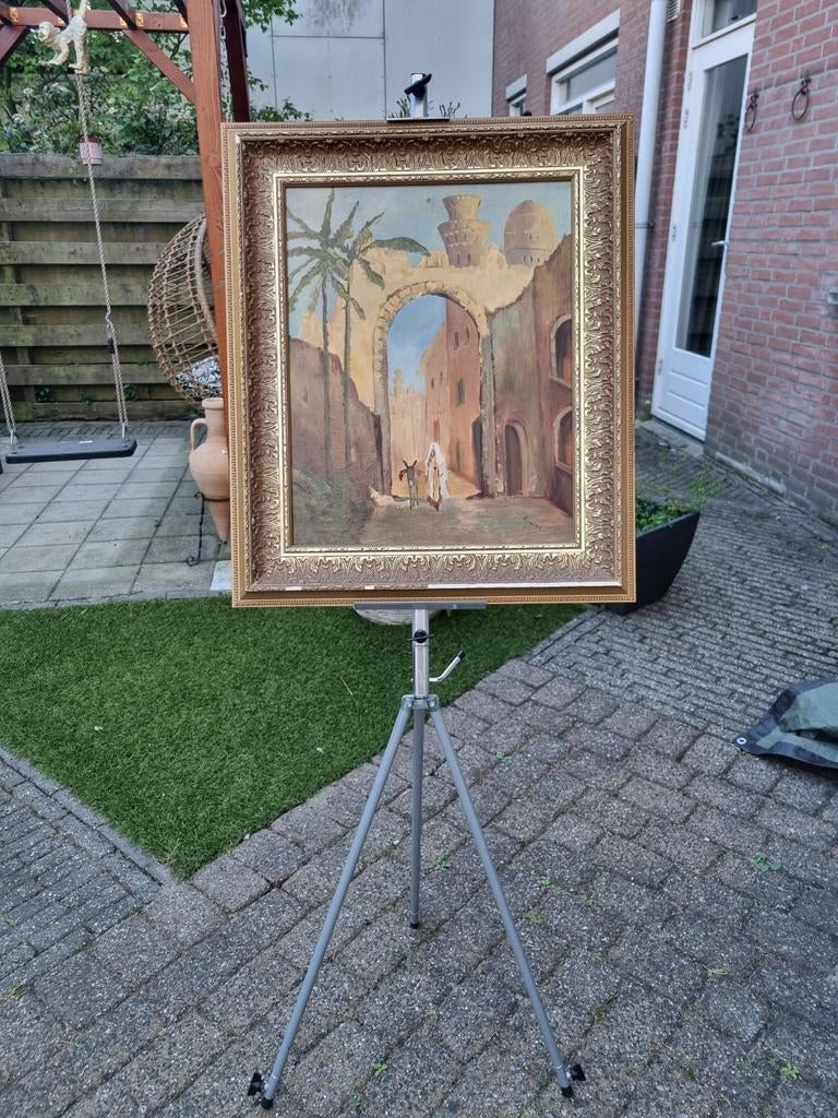 oosters schilderij (olieverf op doek in vergulde lijst., Ophalen of Verzenden