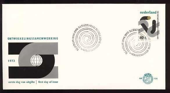 Nederland FDC E128 Zonder Adres, Ontw. Samenwerking 1973, Postzegels en Munten, Postzegels | Eerstedagenveloppen, Ophalen of Verzenden