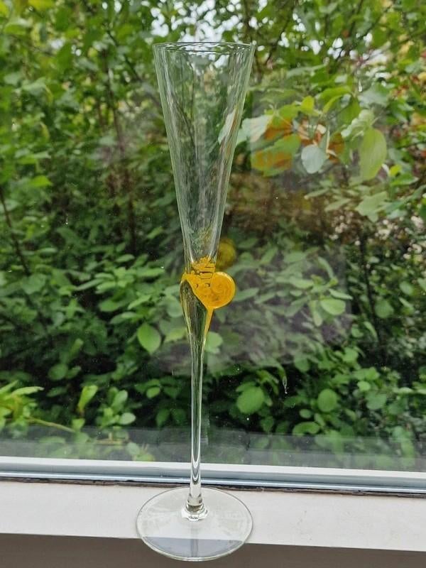 Vintage Handgeblazen Art Glass Champagne Flûte – Snail, Verzamelen, Ophalen of Verzenden, Zo goed als nieuw, Overige typen