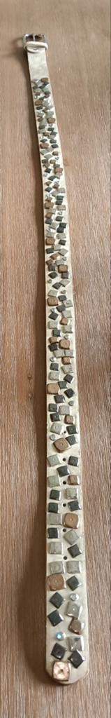 Leren riem met goudkleurige studs - 95 cm, Overige kleuren, 3 tot 5 cm, Echt leder, 90 tot 100 cm