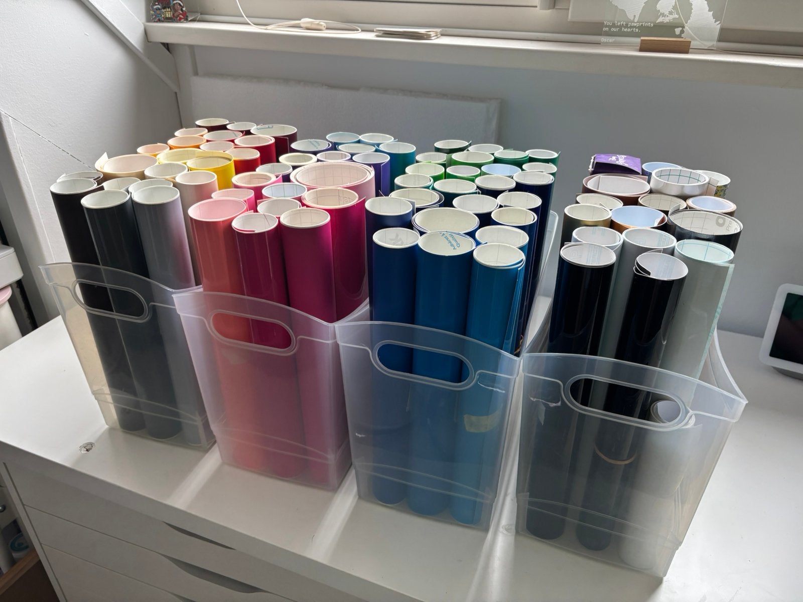 80 rollen Cricut / silhouette vinyl pakket, Ophalen, Zo goed als nieuw, Knutselmateriaal