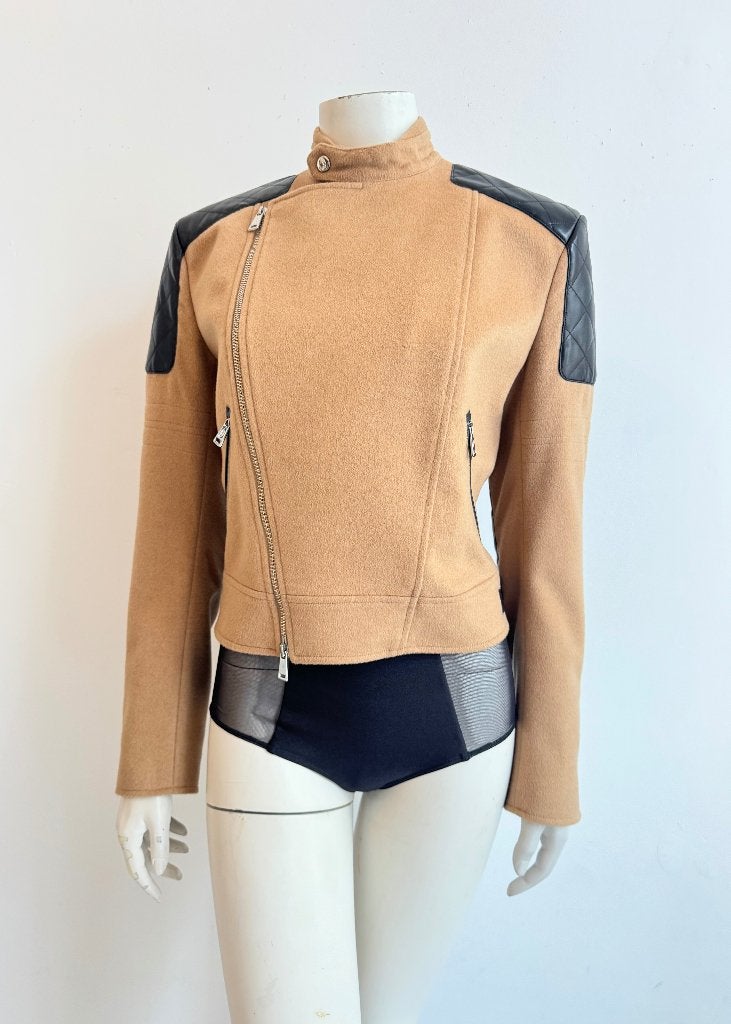 Ralph Lauren wollen jasje leren applicatie 38, Ophalen of Verzenden, Zo goed als nieuw, Maat 38/40 (M), Blauw