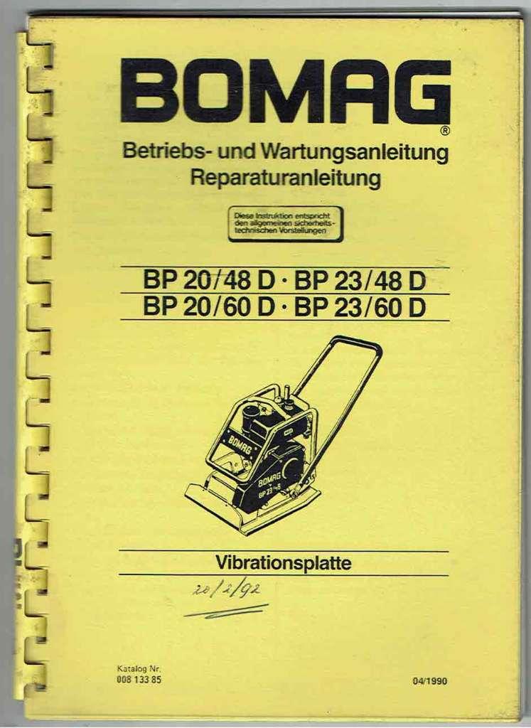 Bomag BP 20/48D 20/60D 23/48D 23/60D Bedienungsanleitung, Ophalen of Verzenden, Gebruikt