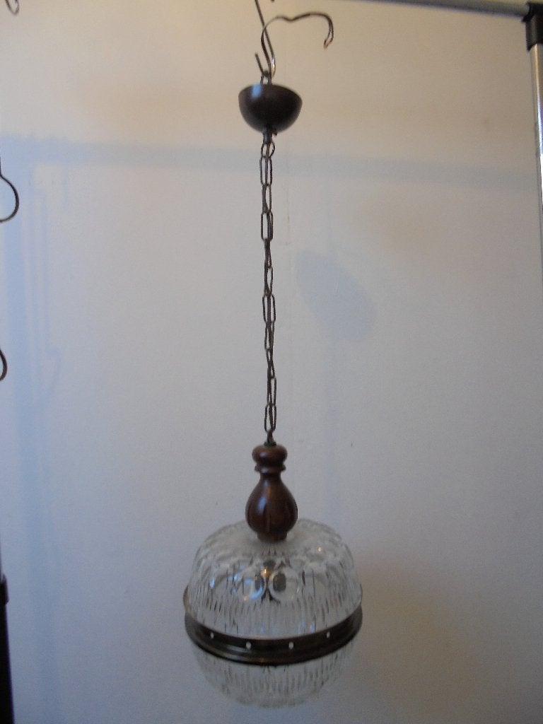 retro glazen bol hanglamp, Ophalen of Verzenden, Gebruikt, Glas