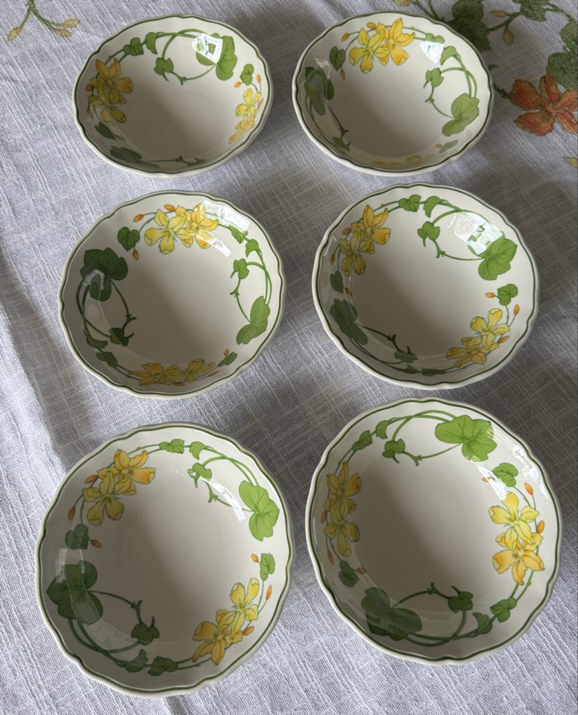 Villeroy & Boch Geranium - 6 diepe kommen (16 cm), Huis en Inrichting, Keuken | Servies, Gebruikt, Kom(men), Overige stijlen, Porselein