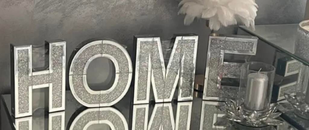 Decoratieve HOME letters met glitter en spiegel details, Ophalen, Nieuw