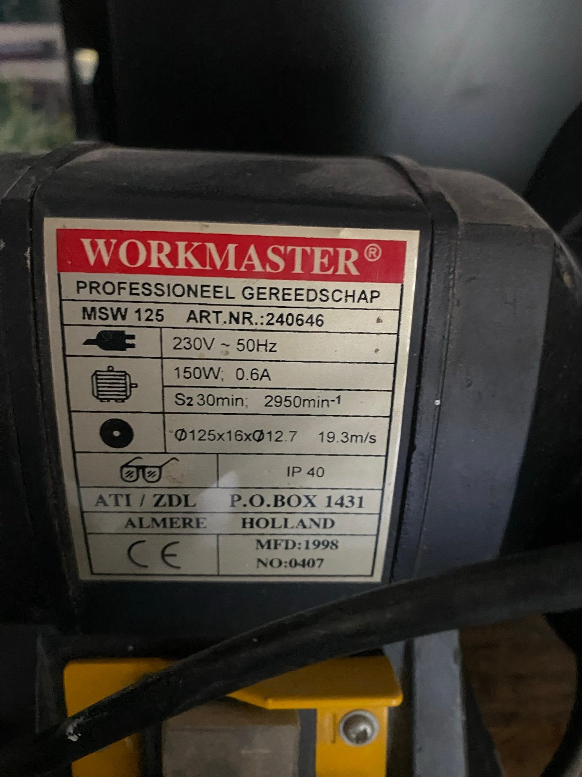Workmaster MSW125 Slijpmachine - Professioneel Gereedschap, Doe-het-zelf en Verbouw, Gereedschap | Slijpmachines, Ophalen of Verzenden