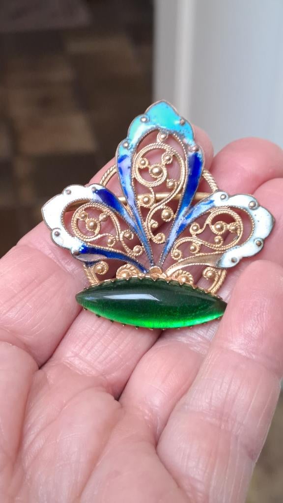 Broche of reversdecoratie ART NOUVEAU emaille Frans, Verzenden, Overige materialen, Overige typen, Verguld