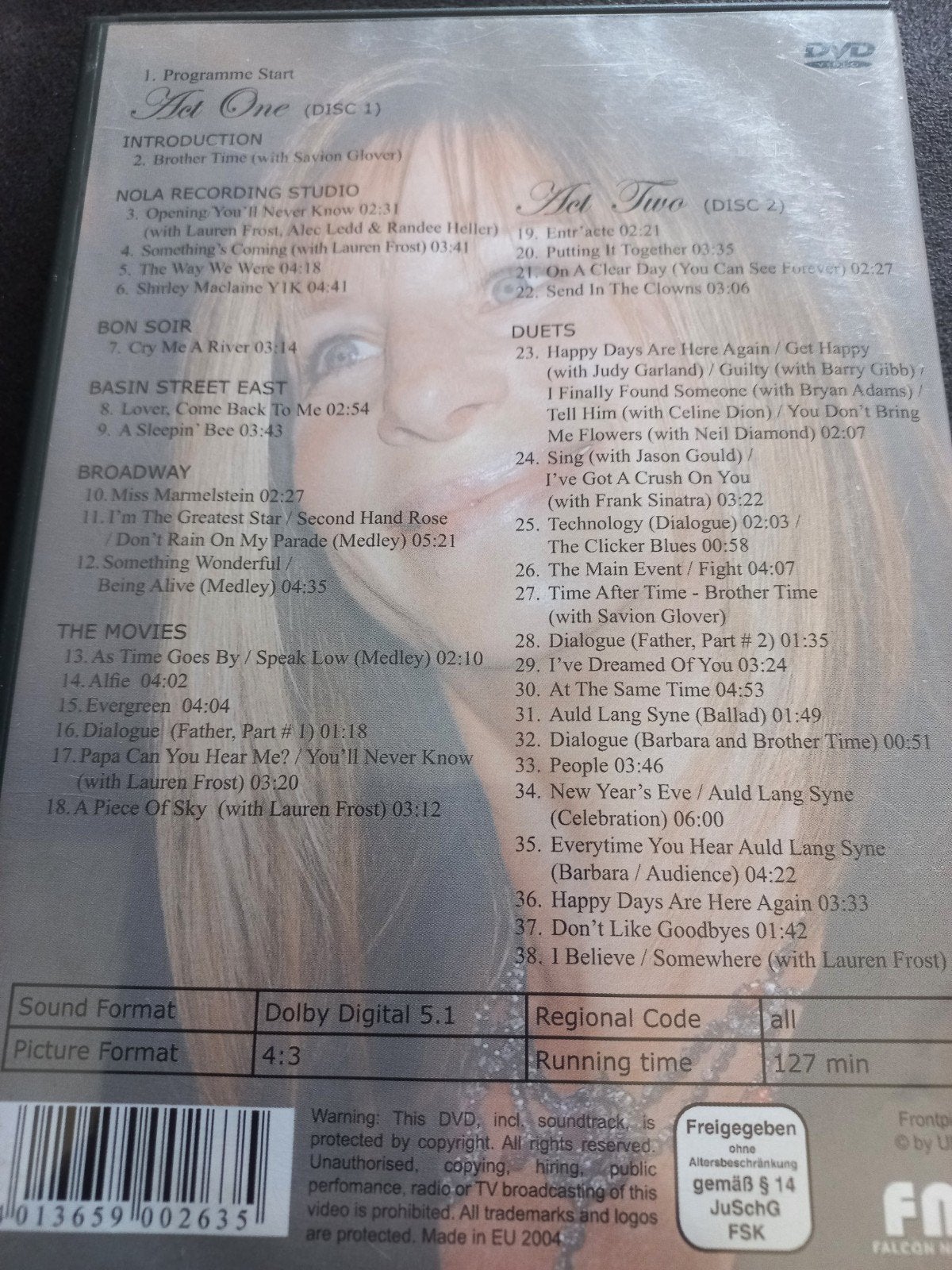 Barbra Streisand - Timeless Live in Concert DVD (2 Discs), Engels, Alle leeftijden, Ophalen of Verzenden, Zo goed als nieuw