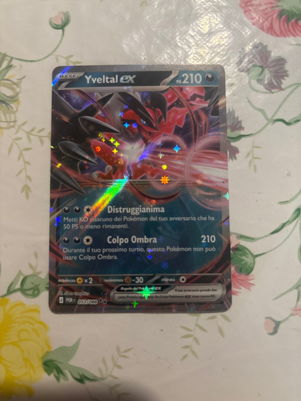 Italiaanse Yveltal ex Pokémon kaart, Ophalen of Verzenden, Gebruikt, Losse kaart, Foil