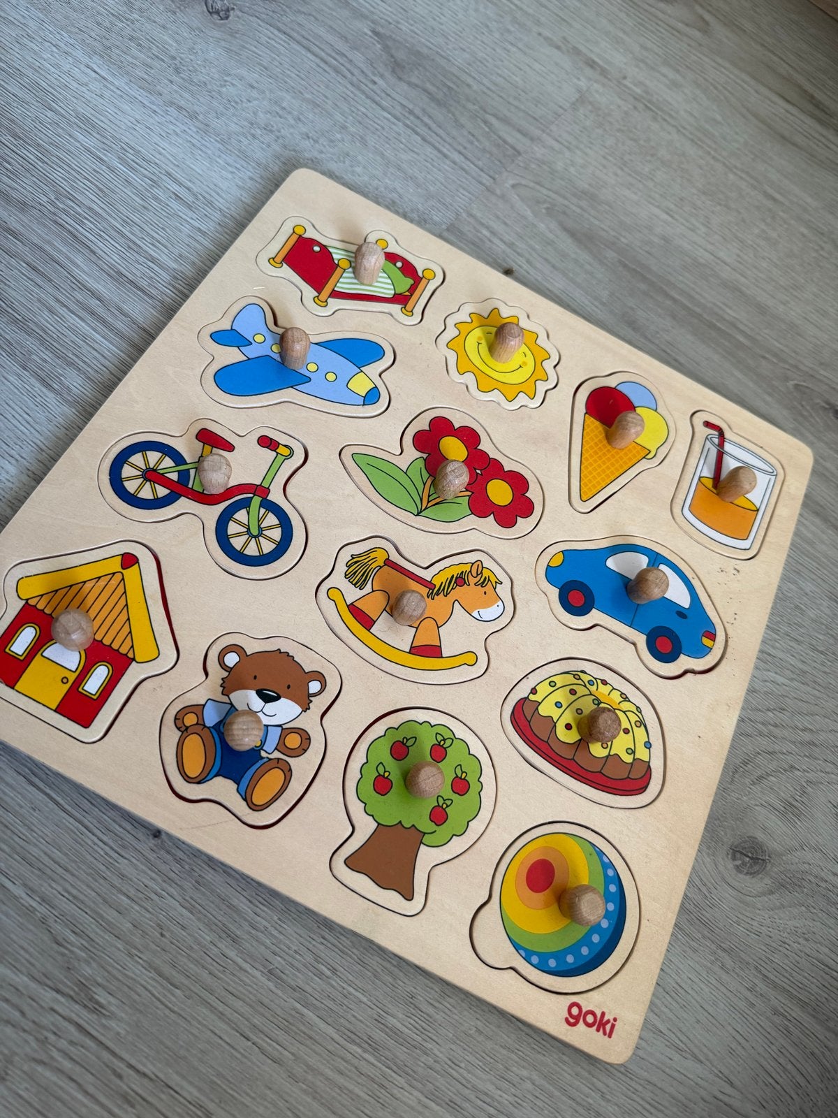 Goki Houten Puzzel met Knopjes - Educatief Speelgoed, Ophalen, Zo goed als nieuw, Overige typen
