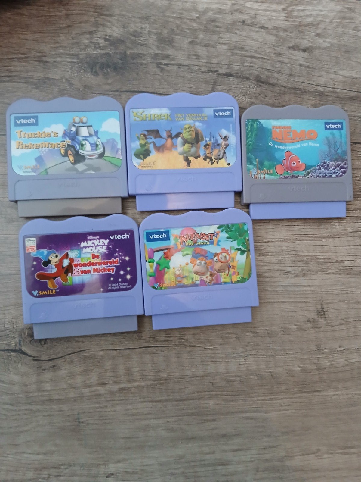 VTech V.Smile Spellenbundel: Disney, Shrek, Nemo & Meer, Puzzel en Educatief, Gebruikt, 1 speler, Ophalen of Verzenden