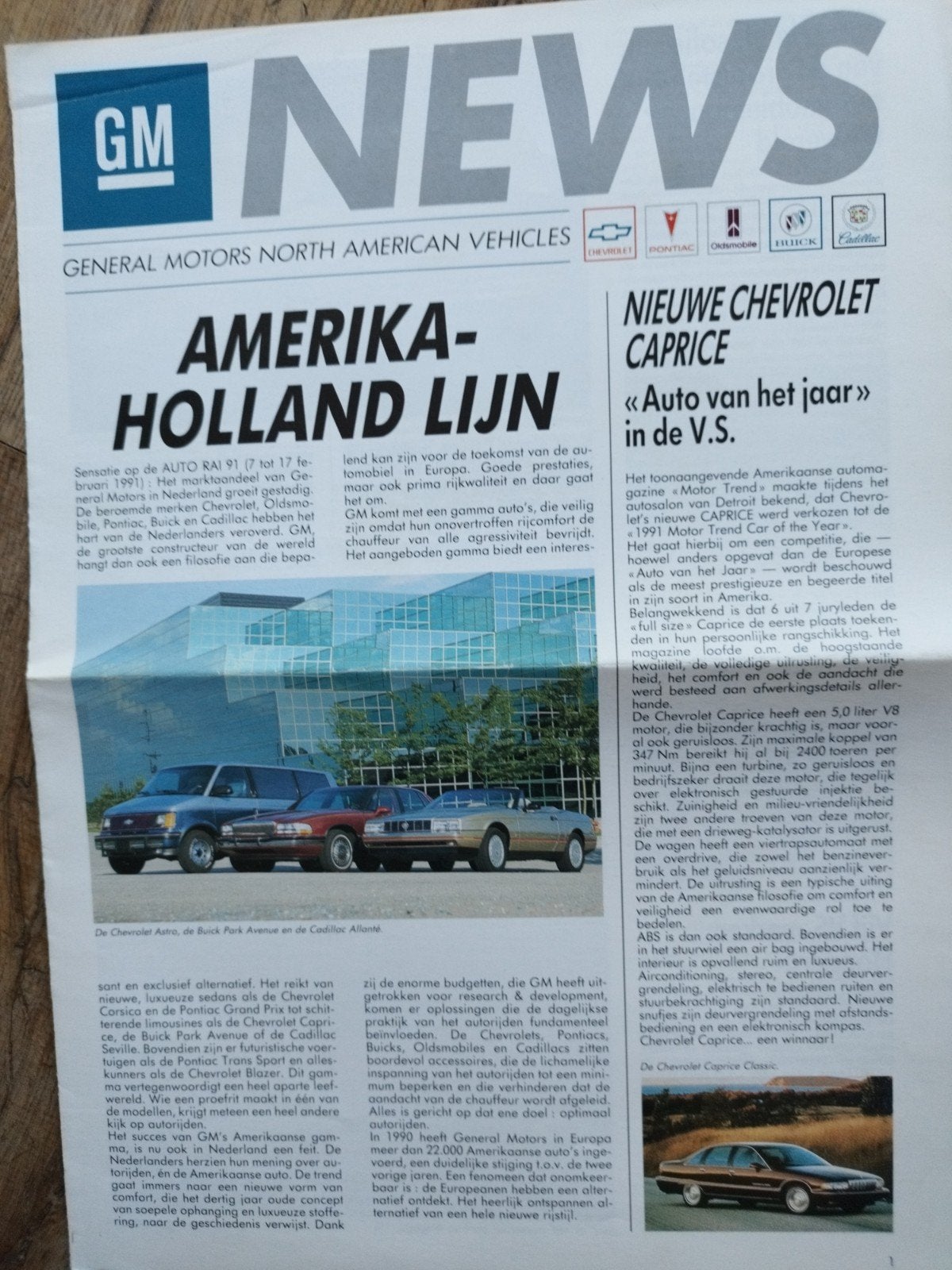 GM News 1991: Nieuwe Chevrolet Caprice en meer, Chevrolet, Chevrolet, Ophalen of Verzenden, Zo goed als nieuw