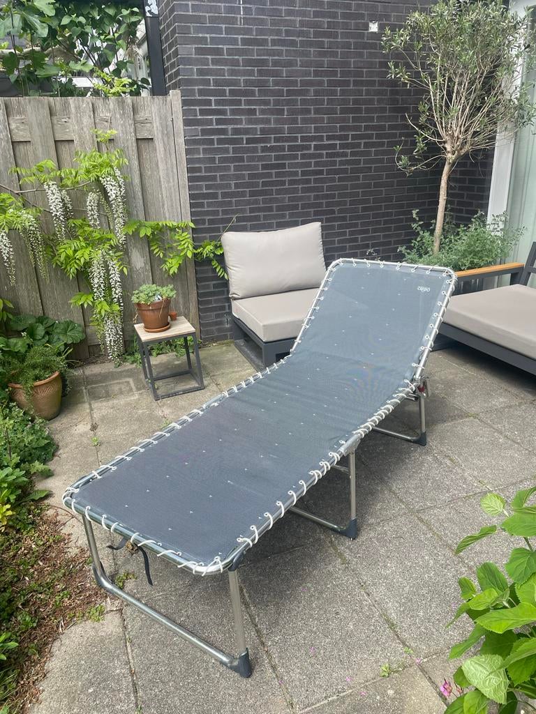 Crespo AL-364 XL Ligbed Donkergrijs - Comfortabel & Verstelb, Ophalen, Zo goed als nieuw, Aluminium, Inklapbaar