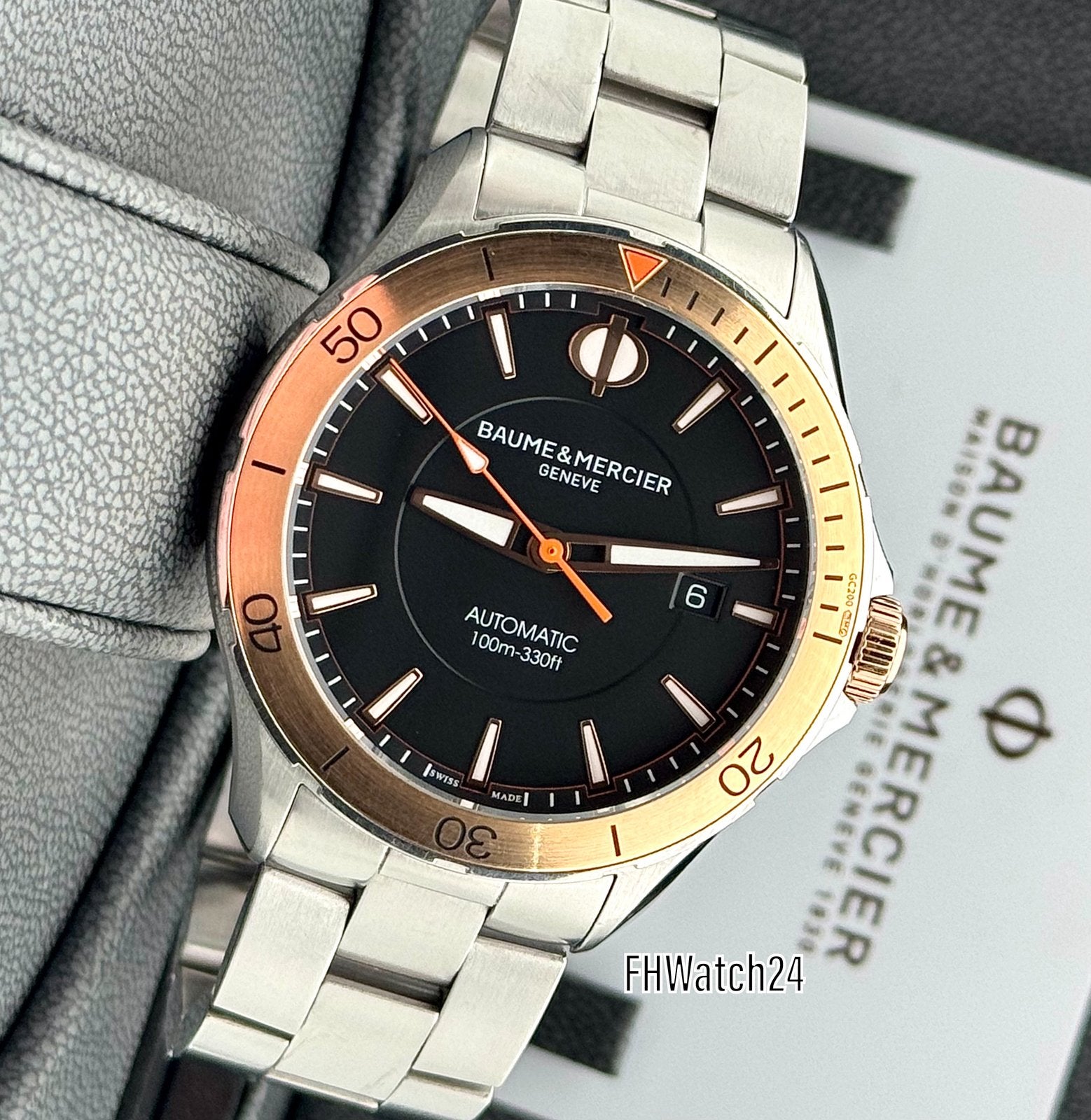 Baume & Mercier Clifton Club Automatic M0A10423. Box & pas., Overige merken, Staal, Gebruikt, Polshorloge