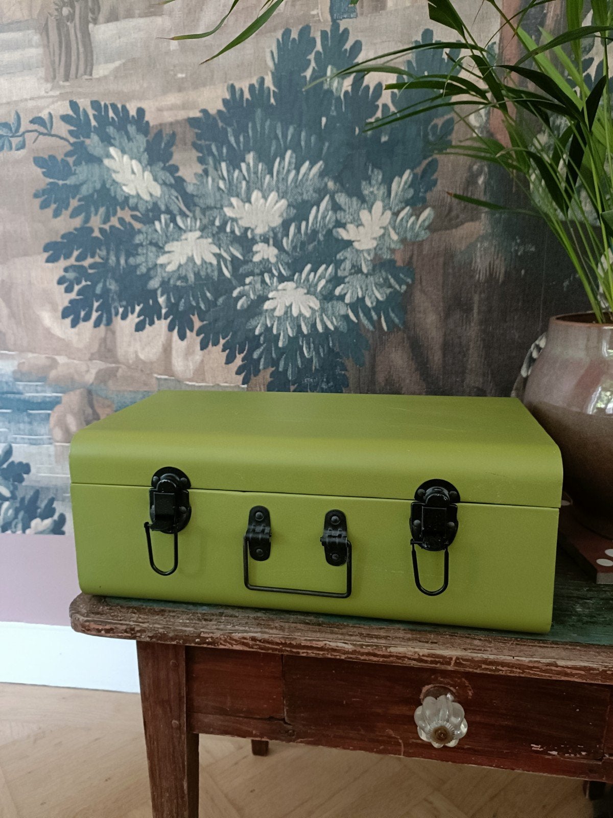 Metalen opbergkistje groen, Ophalen, Minder dan 50 cm