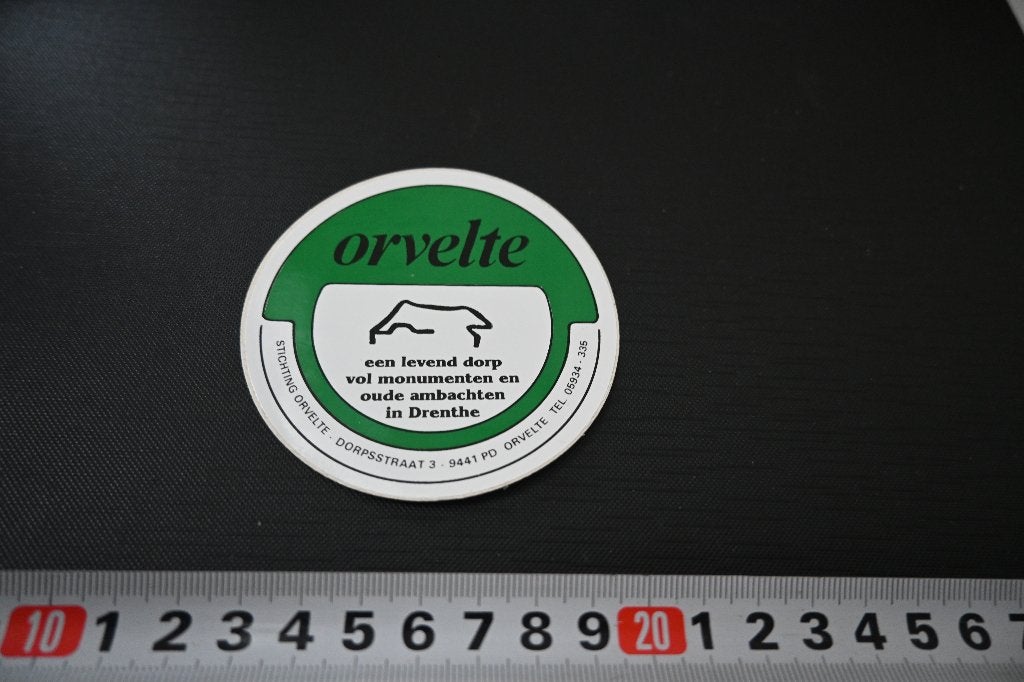 sticker ORVELTE een levend dorp vol monumenten en oude ambac, Ophalen of Verzenden, Zo goed als nieuw