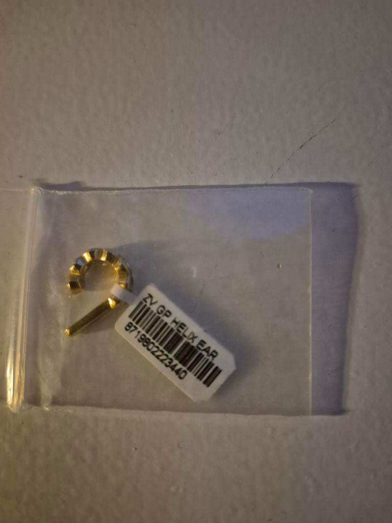 Gouden Helix Oorpiercing met Strass, Sieraden, Tassen en Uiterlijk, Piercings, Oor- of Traguspiercing, Nieuw, Ophalen of Verzenden