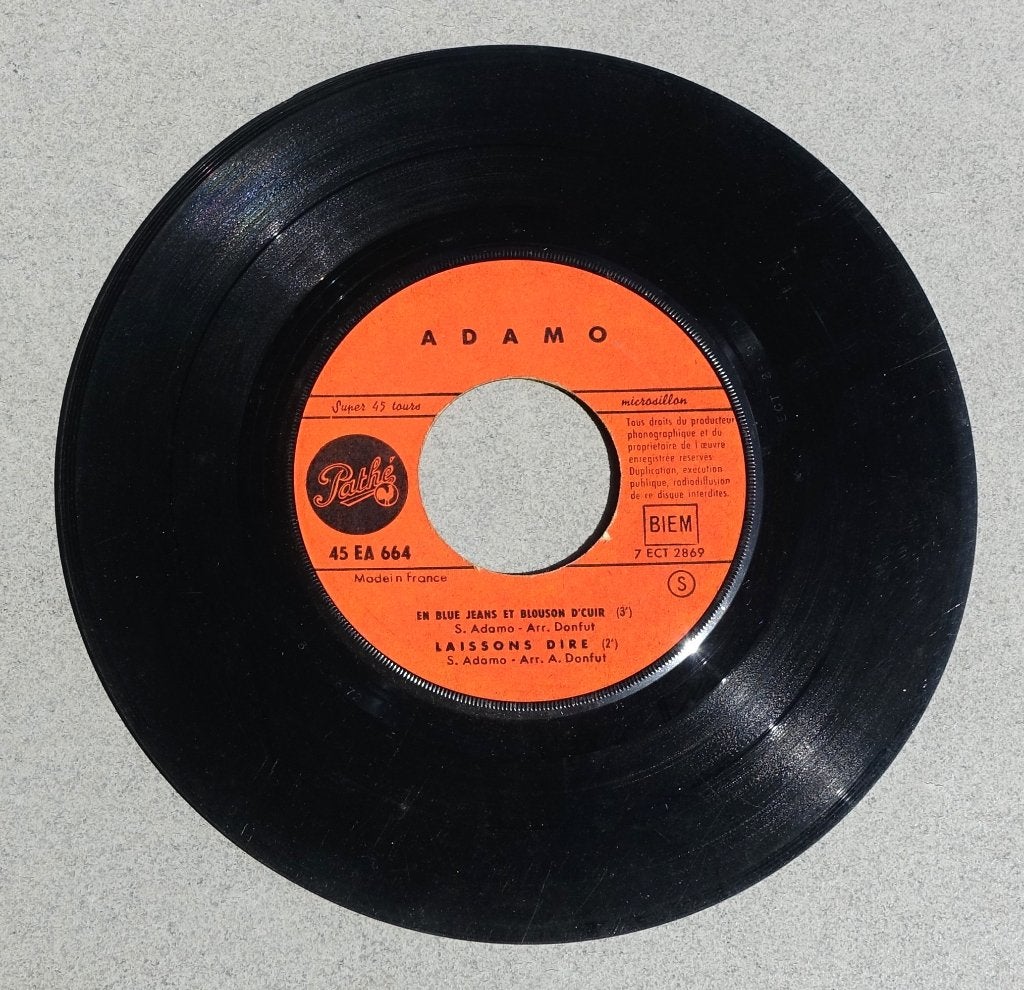 Adamo - en blue jeans et blouson d'cuir ( 7'' vinyl single ), Gebruikt, Wereldmuziek, 7 inch, Overige typen
