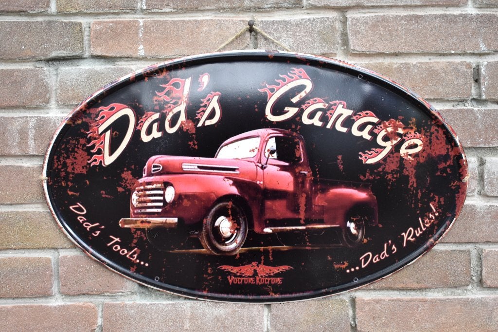 Metalen Wandbord Decoratie - Dad's Garage & Warning, Ophalen of Verzenden