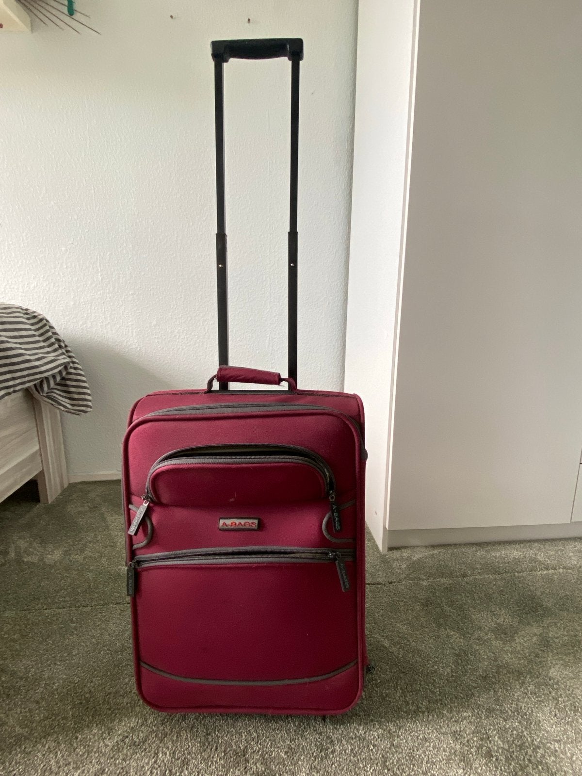 Bordeaux rode rolkoffer van A bags (47x35x19 cm), 40 tot 60 cm, 30 cm of meer, Gebruikt, Rood