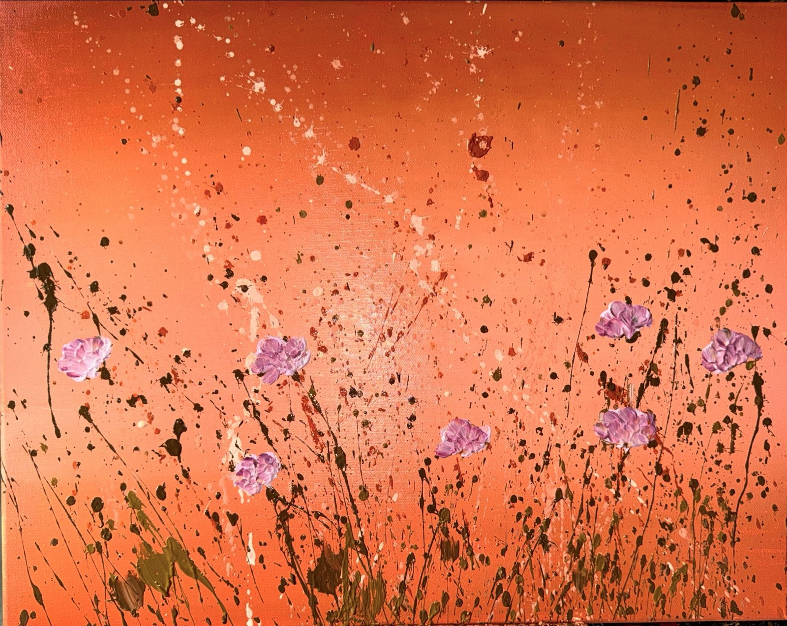 Abstract Bloemen Schilderij - Handgemaakt door Demi Bonte, Ophalen of Verzenden