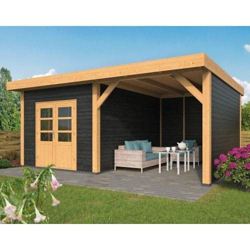 Douglas overkapping 600x410cm incl schuur, Planken, Nieuw, Ophalen of Verzenden, Hardhout