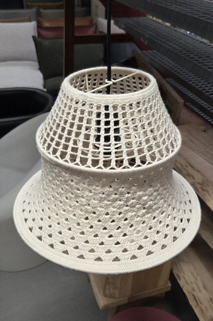 Ronde gehaakte hanglamp TARIDA Light & Living creme, Ophalen of Verzenden, Zo goed als nieuw, Textiel, E27 (groot)