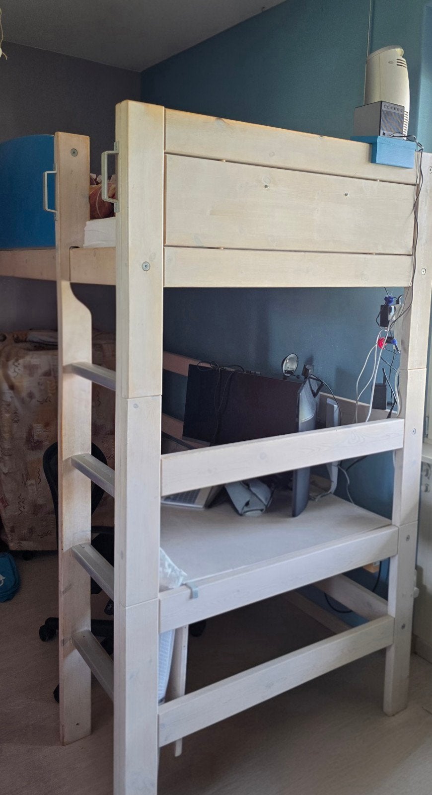 Lifetime Hoogslaper met Bureau en Matras, Ophalen, Gebruikt, Eenpersoons, 200 cm