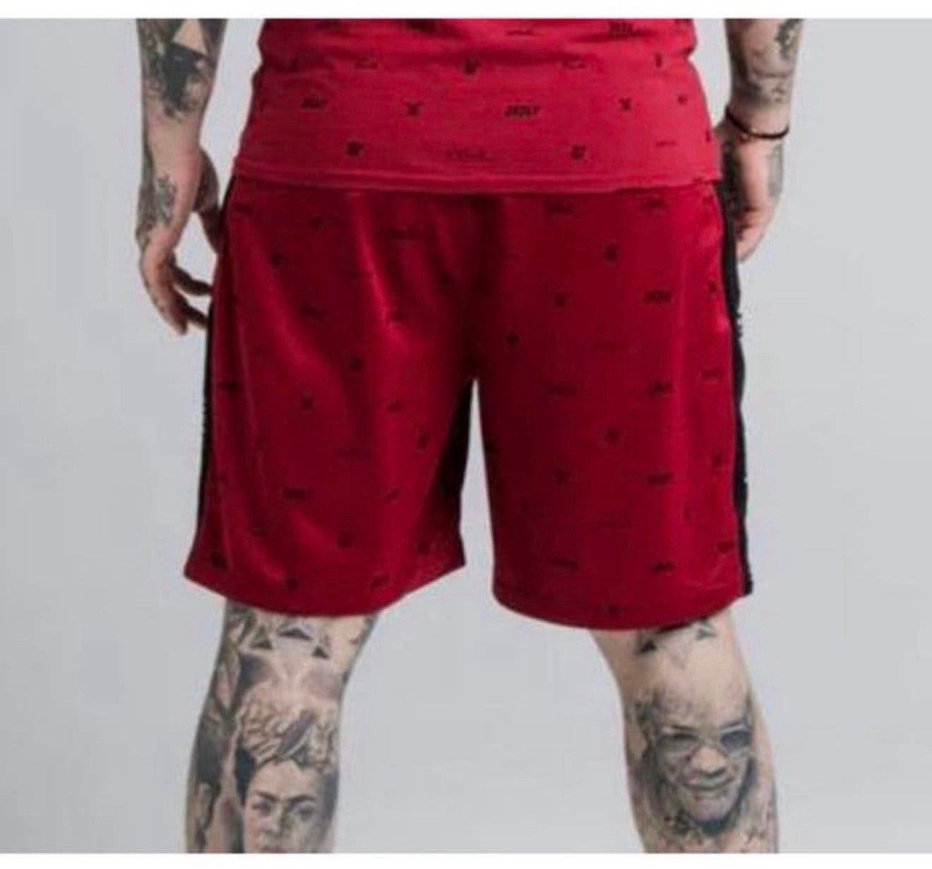 SikSilk Shadow Loose Fit Shorts – Deep Red & Black XS - S, P, P, P, Nieuw