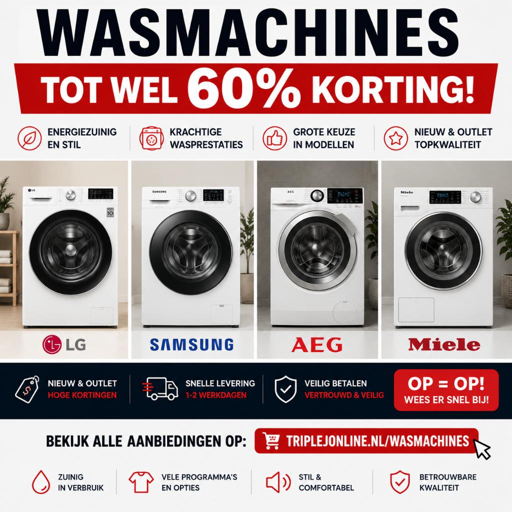 Wasmachines tot 60% korting | LG Samsung AEG Miele, Ophalen, Minder dan 85 cm, Zo goed als nieuw, Voorlader