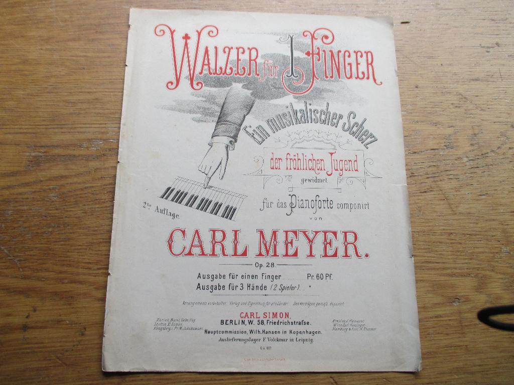WALZER FÜR 1 FINGER -CARL MEYER - PIANO, Gebruikt, Klassiek, Ophalen of Verzenden, Artiest of Componist