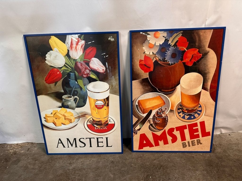 Partij amstel platen, decoratie voor in mancafe of cafe, Ophalen, Gebruikt, Reclamebord, Plaat of Schild, Amstel