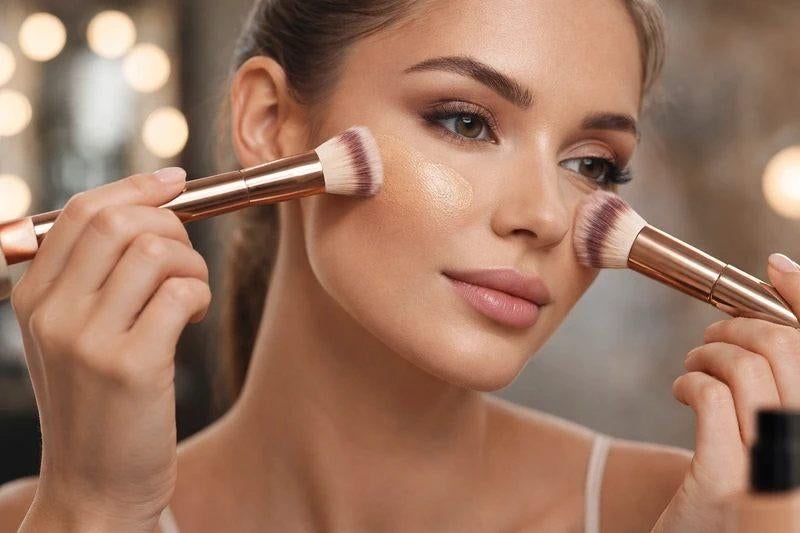 Luxe Make-up Kwasten Set – Zachte Poederkwast & Blush Kwast, Ophalen of Verzenden, Nieuw, Gehele gezicht, Make-up