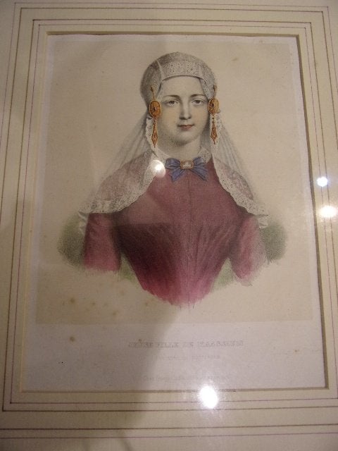 Jeune Fille de Maassluis Environs de Rotterdam Litho ca.1850, Origineel, 34 cm, 1800 - 1899, 41 cm