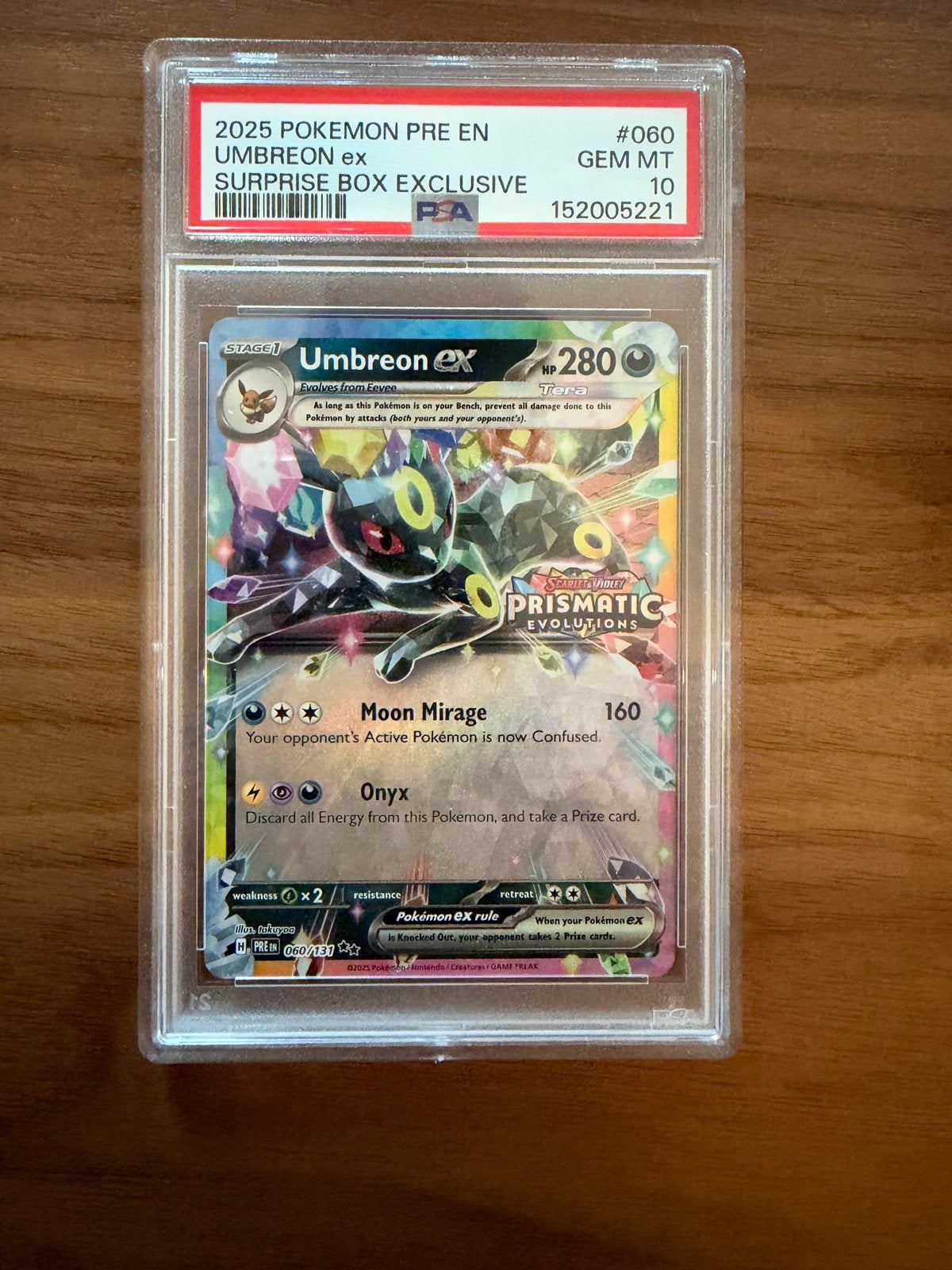 PSA 10 Pokémon Umbreon ex Prismatic Evolutions Stamped, Ophalen of Verzenden, Nieuw, Losse kaart