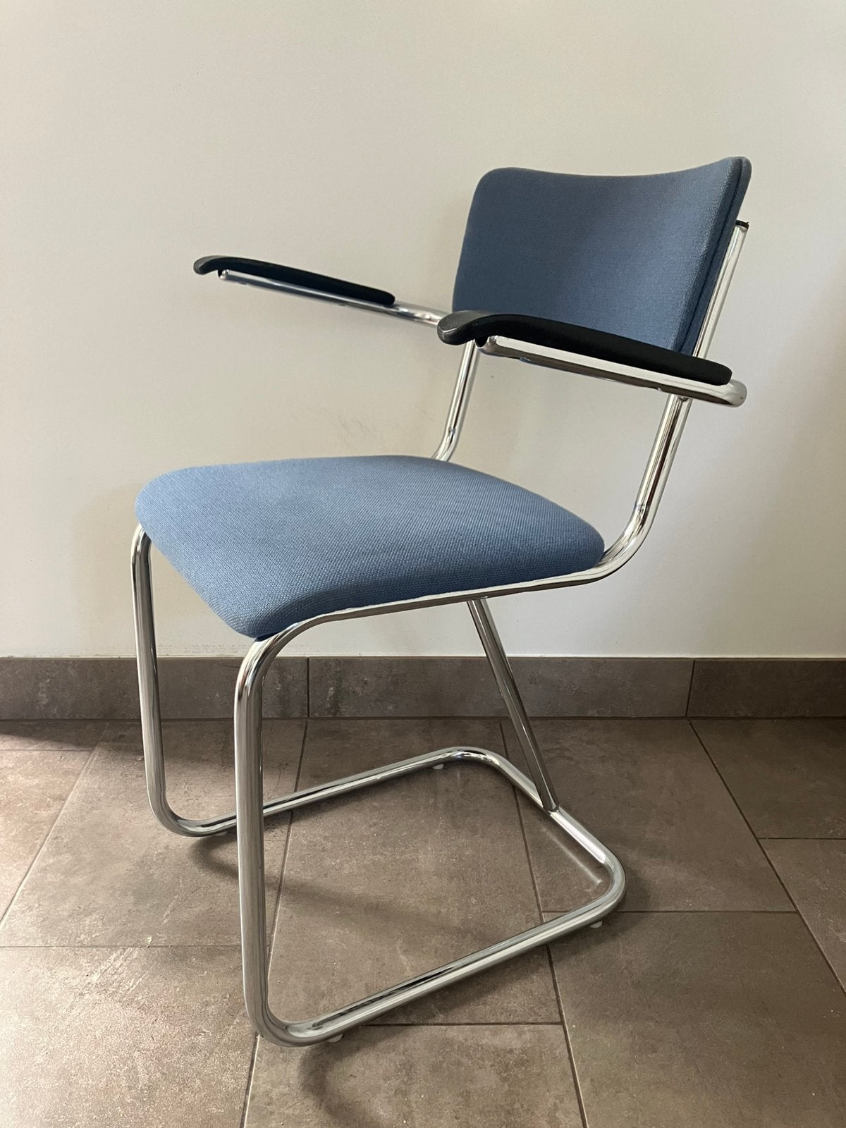 Vintage Gispen stoel / bureaustoel, Ophalen, Gebruikt, Blauw, Vintage