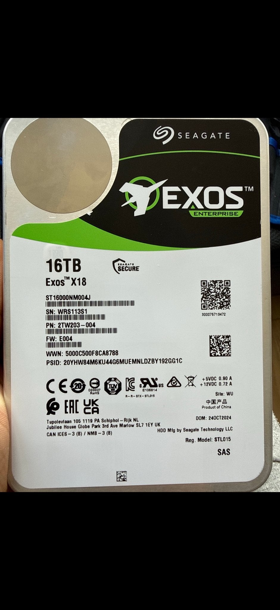 Seagate Exos X18 16TB SAS Enterprise HDD, Computers en Software, Harde schijven, Intern, SAS, Server, HDD