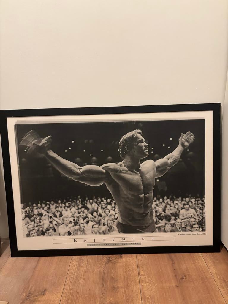 Ingelijste Arnold Schwarzenegger poster, Ophalen, Gebruikt, Met lijst, Deurposter of groter