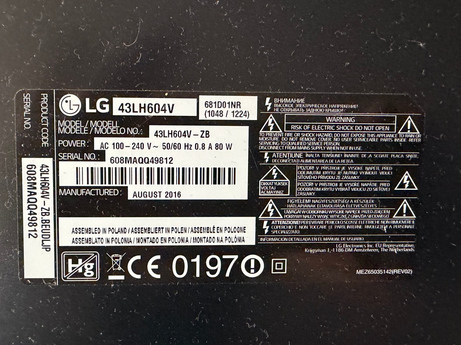 Smart TV LG 43LH604V 43 inch Full HD onbeschadigd, Ophalen, 50 Hz, 100 cm of meer, Full HD (1080p)