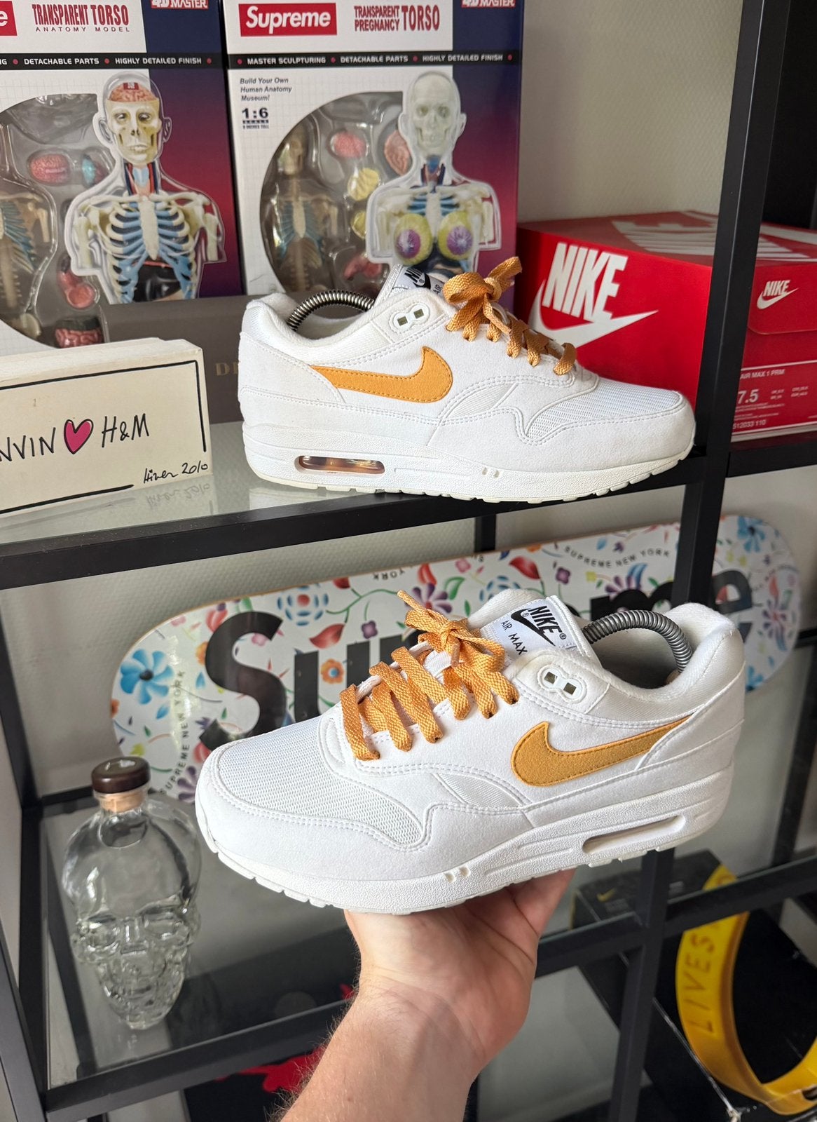 Nike Air Max 1 By You White Honeycomb, Overige kleuren, Ophalen of Verzenden, Sneakers of Gympen, Zo goed als nieuw