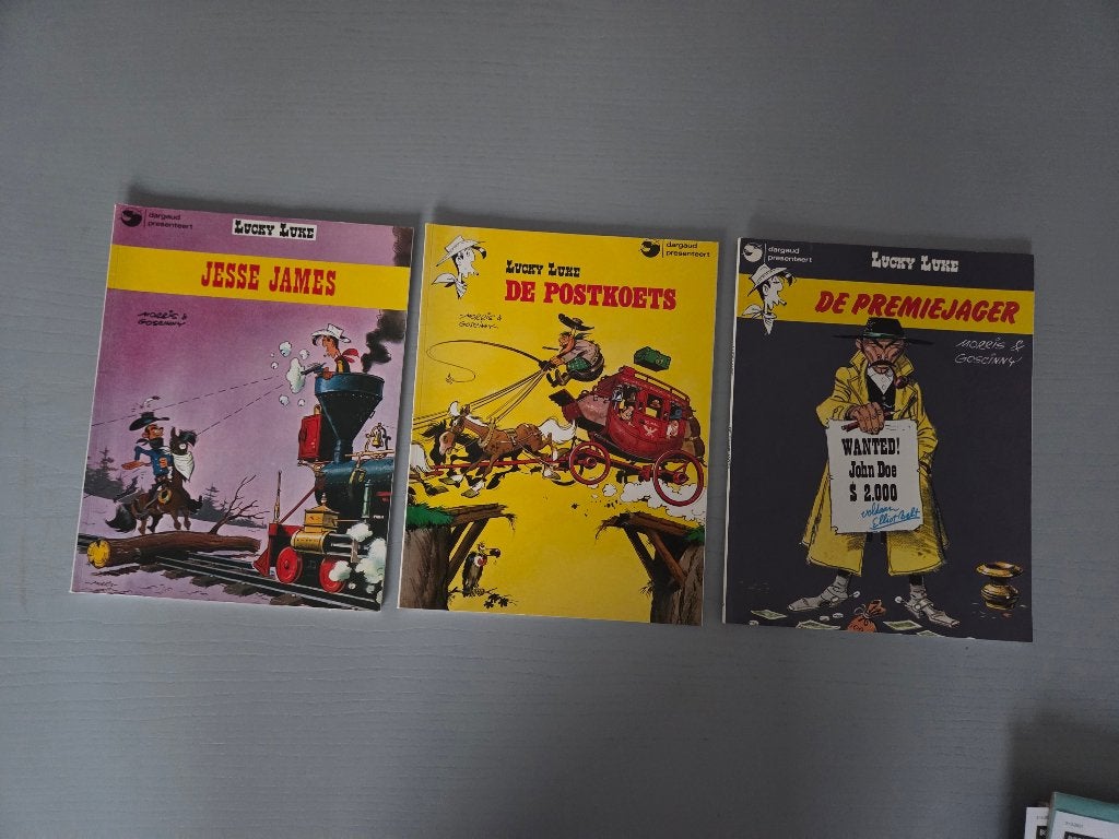 Lucky Luke- 3 stripboeken- 1968/1972, Nieuw, Ophalen of Verzenden, Morris & Goscinny, Meerdere stripboeken