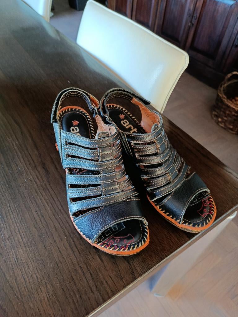 Art sandalen met hak - Zwart/Oranje 39, Kleding | Dames, Art, Zwart, Gedragen, Sandalen of Muiltjes