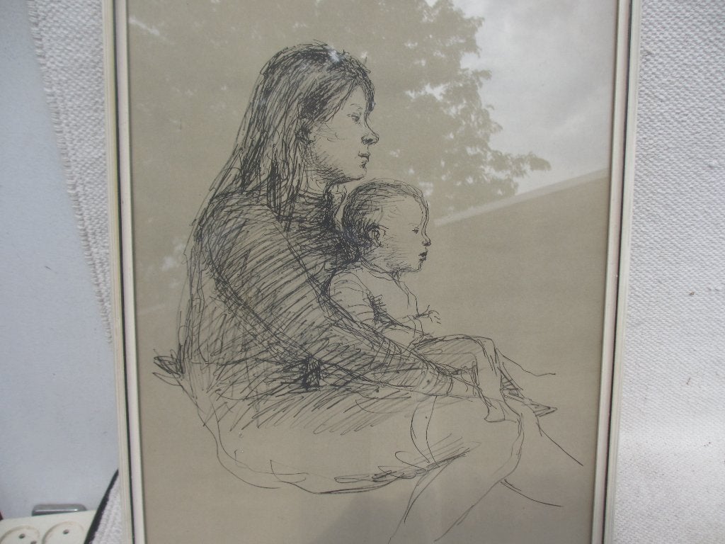 Aat Veldhoen "Lotje & Martijn" Rota print/ gesigneerd 1961, Portret en Figuren, Ophalen of Verzenden, Lithografie, Gesigneerd