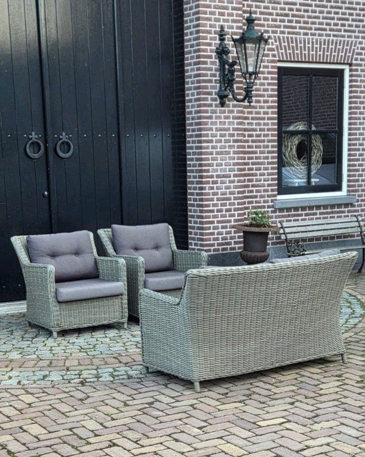 wicker riet rotan tuinset loungeset tuinbank 2 stoelen !, 4 zitplaatsen, Gebruikt, Ophalen of Verzenden, Wicker