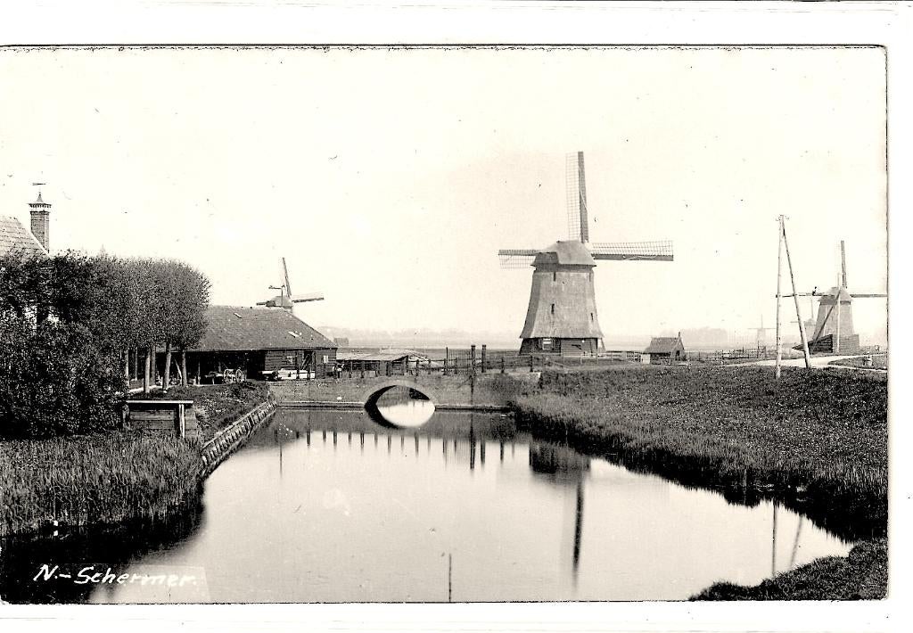 MOLENS  FOTOKAART NOORD-SCHERMER, Verzamelen, Ansichtkaarten | Nederland, Verzenden, 1920 tot 1940, Ongelopen, Noord-Holland