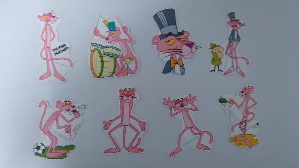 The Pink Panter roze panter inspecteur stickers set 1983, Verzenden, Zo goed als nieuw, Strip of Tekenfilm