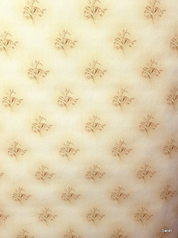 12945 Vintage takjes behang beige met klein motief swiet, Ophalen of Verzenden, Bruin